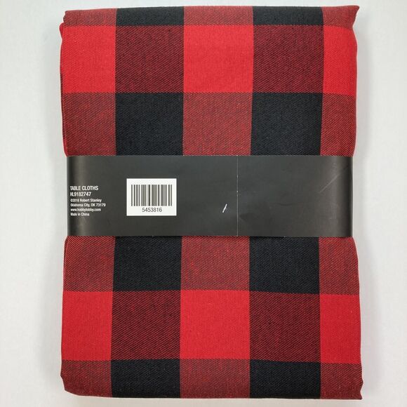 Robert Stanley Tablecloth 84x60 inch Black Red Buffalo Check 5453816 - Picture 5 of 5